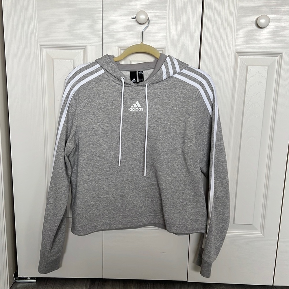 Gray adidas crop sweatshirt